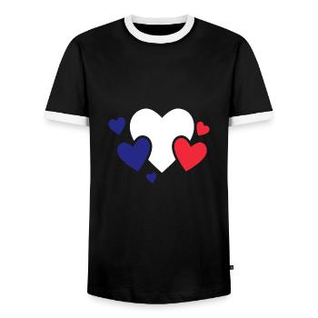 Frankreich Flagge Used Look Französische Fahne - Männer Kontrast-T-Shirt - Schwarz/Weiß - Vorne - AI Model Female 172 light (172cm) & AI Model Male 178 light (178cm)