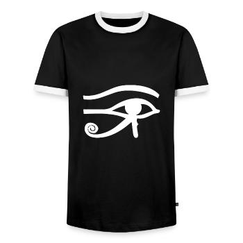 Ägypten Auge a - Männer Kontrast-T-Shirt - Schwarz/Weiß - Vorne - AI Model Female 172 light (172cm) & AI Model Male 178 light (178cm)