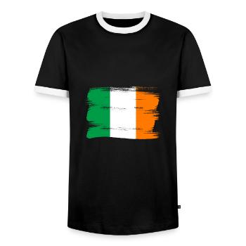Ireland Flag Vintage Irish Flag Dublin - Men's Ringer Shirt - black/white - Front - AI Model Female 172 light (172cm) & AI Model Male 178 light (178cm)