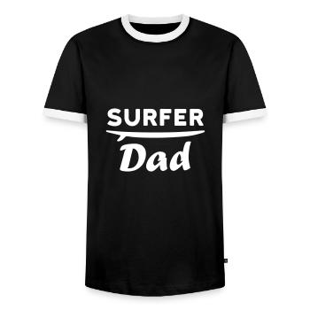 Surfer dad (Surfbrett) - Männer Kontrast-T-Shirt - Schwarz/Weiß - Vorne - AI Model Female 172 light (172cm) & AI Model Male 178 light (178cm)