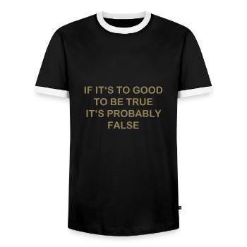Zuvor schön wahrscheinlich falsch lustiger Spruch - Männer Kontrast-T-Shirt - Schwarz/Weiß - Vorne - AI Model Female 172 light (172cm) & AI Model Male 178 light (178cm)