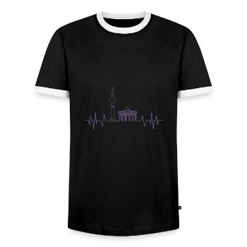 Berlin Heartbeat Design TV Tower and - Men's Ringer Shirt - black/white - Front - AI Model Female 172 light (172cm) & AI Model Male 178 light (178cm)