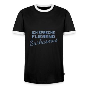 Ich spreche fließend Sarkasmus - Männer Kontrast-T-Shirt - Schwarz/Weiß - Vorne - AI Model Female 172 light (172cm) & AI Model Male 178 light (178cm)