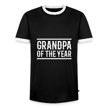 Grandpa of the year (lines) - Men's Ringer Shirt - black/white - Front - AI Model Female 172 light (172cm) & AI Model Male 178 light (178cm)