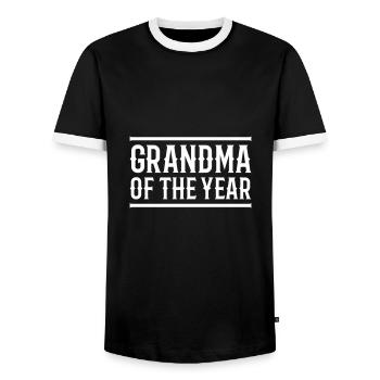 Grandma of the year (lines) - Men's Ringer Shirt - black/white - Front - AI Model Female 172 light (172cm) & AI Model Male 178 light (178cm)