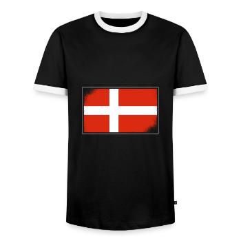 Drapeau du Danemark Scandinavie Drapeau du Danemark Voyage - T-shirt contrasté Homme - noir/blanc - Devant - AI Model Female 172 light (172cm) & AI Model Male 178 light (178cm)
