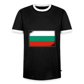 Drapeau bulgare Drapeau bulgare Sables d’or - T-shirt contrasté Homme - noir/blanc - Devant - AI Model Female 172 light (172cm) & AI Model Male 178 light (178cm)