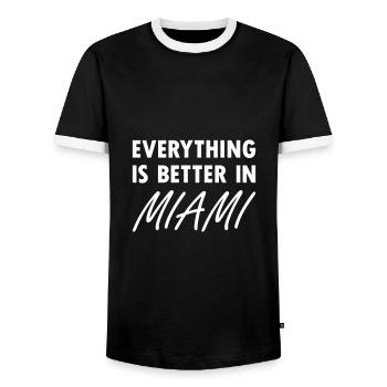 Everything is better in Miami - Men's Ringer Shirt - black/white - Front - AI Model Female 172 light (172cm) & AI Model Male 178 light (178cm)