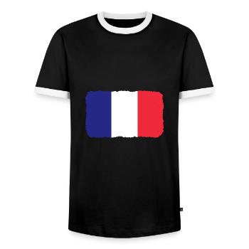 Frankreich Flagge Used Look Französische Fahne - Männer Kontrast-T-Shirt - Schwarz/Weiß - Vorne - AI Model Female 172 light (172cm) & AI Model Male 178 light (178cm)