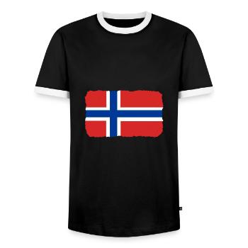 Drapeau de la Norvège Drapeau de la Scandinavie Drapeau de la Norvège - T-shirt contrasté Homme - noir/blanc - Devant - AI Model Female 172 light (172cm) & AI Model Male 178 light (178cm)