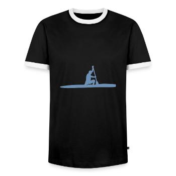 Canoë Canoë Vêtements de poche canadiens - T-shirt contrasté Homme - noir/blanc - Devant - AI Model Female 172 light (172cm) & AI Model Male 178 light (178cm)