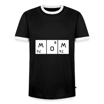 Mom (tungsten twisted twice, oxygen) - Men's Ringer Shirt - black/white - Front - AI Model Female 172 light (172cm) & AI Model Male 178 light (178cm)