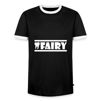 Fée des dents (dent, poutre) - T-shirt contrasté Homme - noir/blanc - Devant - AI Model Female 172 light (172cm) & AI Model Male 178 light (178cm)