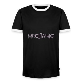 Mechanic Pliers Key Gear Silhouette - Men's Ringer Shirt - black/white - Front - AI Model Female 172 light (172cm) & AI Model Male 178 light (178cm)