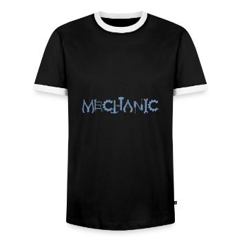 Mechanic Pliers Key Gear Silhouette - Men's Ringer Shirt - black/white - Front - AI Model Female 172 light (172cm) & AI Model Male 178 light (178cm)