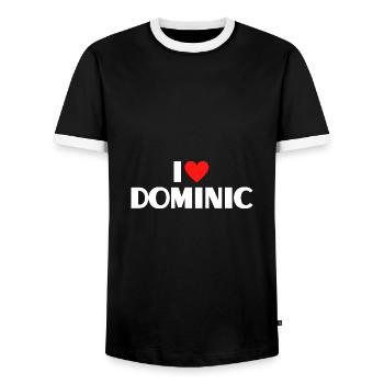 J’aime Dominic Red Heart Love Fan Gift - T-shirt contrasté Homme - noir/blanc - Devant - AI Model Female 172 light (172cm) & AI Model Male 178 light (178cm)