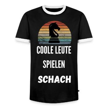 Schach Geschenk Schachspieler Queens Gambit - Männer Kontrast-T-Shirt - Schwarz/Weiß - Vorne - AI Model Female 172 light (172cm) & AI Model Male 178 light (178cm)