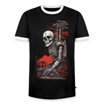 Occulte Steampunk Apocalypse Gothique Squelette Design - T-shirt contrasté Homme - noir/blanc - Devant - AI Model Female 172 light (172cm) & AI Model Male 178 light (178cm)