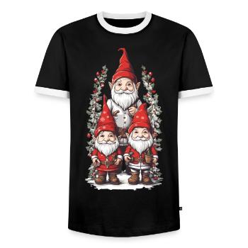 Nordische Gnome Weihnachtszauber mit Elfen Zwergen - Männer Kontrast-T-Shirt - Schwarz/Weiß - Vorne - AI Model Female 172 light (172cm) & AI Model Male 178 light (178cm)