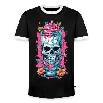 Goth Sundae Skull Weirdcore Pastel Gothic - Men's Ringer Shirt - black/white - Front - AI Model Female 172 light (172cm) & AI Model Male 178 light (178cm)