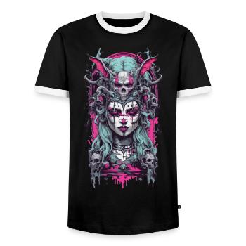 Gothique sorcière démon E-Girl occulte Magic Design - T-shirt contrasté Homme - noir/blanc - Devant - AI Model Female 172 light (172cm) & AI Model Male 178 light (178cm)