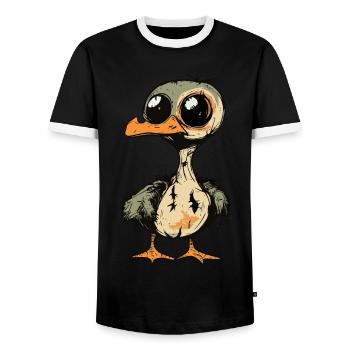 Goose Halloween Funny Zombie - Men's Ringer Shirt - black/white - Front - AI Model Female 172 light (172cm) & AI Model Male 178 light (178cm)