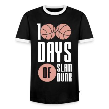basketball slam dunk - Männer Kontrast-T-Shirt - Schwarz/Weiß - Vorne - AI Model Female 172 light (172cm) & AI Model Male 178 light (178cm)