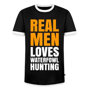 Geschenkidee für die Wasservogeljagd - Männer Kontrast-T-Shirt - Schwarz/Weiß - Vorne - AI Model Female 172 light (172cm) & AI Model Male 178 light (178cm)