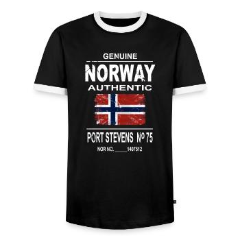 Norway Vintage Flag Logo - Männer Kontrast-T-Shirt - Schwarz/Weiß - Vorne - AI Model Female 172 light (172cm) & AI Model Male 178 light (178cm)