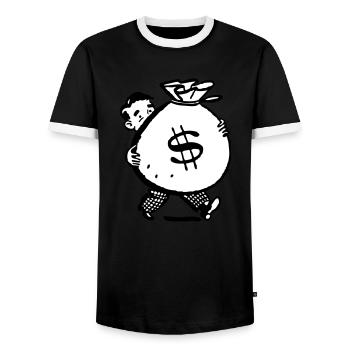 homme d'argent sac idée cadeau grand terrain Cartoon - T-shirt contrasté Homme - noir/blanc - Devant - AI Model Female 172 light (172cm) & AI Model Male 178 light (178cm)