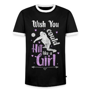 Volleyball Team Training Beach Volleyball - Men's Ringer Shirt - black/white - Front - AI Model Female 172 light (172cm) & AI Model Male 178 light (178cm)