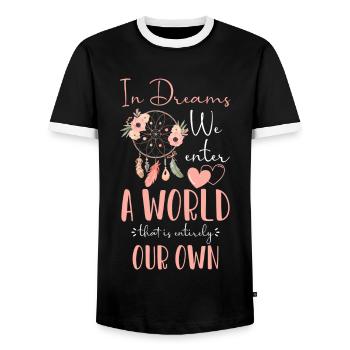 Dream Dreamer Esotericism - Men's Ringer Shirt - black/white - Front - AI Model Female 172 light (172cm) & AI Model Male 178 light (178cm)