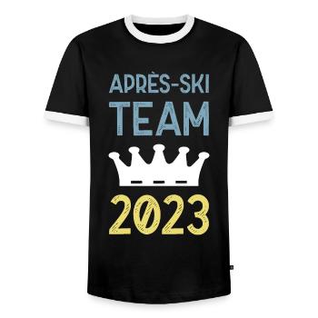 Après Ski 2023 Krone - Men's Ringer Shirt - black/white - Front - AI Model Female 172 light (172cm) & AI Model Male 178 light (178cm)