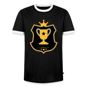 Pokal - Männer Kontrast-T-Shirt - Schwarz/Weiß - Vorne - AI Model Female 172 light (172cm) & AI Model Male 178 light (178cm)