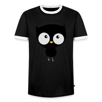 cute owl - Men's Ringer Shirt - black/white - Front - AI Model Female 172 light (172cm) & AI Model Male 178 light (178cm)