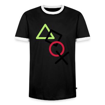 X square triangle icons controller game circle lo - Men's Ringer Shirt - black/white - Front - AI Model Female 172 light (172cm) & AI Model Male 178 light (178cm)