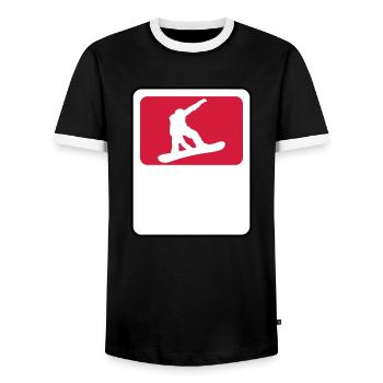 frame shield name text drive snowboard jump sp - Men's Ringer Shirt - black/white - Front - AI Model Female 172 light (172cm) & AI Model Male 178 light (178cm)
