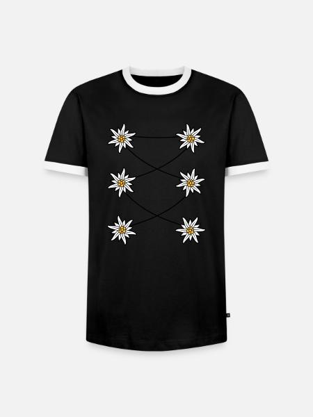 Dirndl apron Edelweiss - Men's Ringer Shirt - black/white
