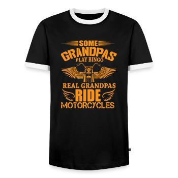 Some grandpas play bingo real grandpas ride bikes - Men's Ringer Shirt - black/white - Front - AI Model Female 172 light (172cm) & AI Model Male 178 light (178cm)