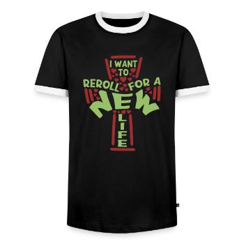 Je veux reroll une nouvelle vie RPG MMO jeux vidéo - T-shirt contrasté Homme - noir/blanc - Devant - AI Model Female 172 light (172cm) & AI Model Male 178 light (178cm)