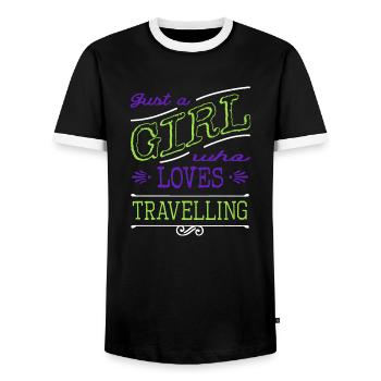 bus randonnée agent de voyage tente sea fly couple - T-shirt contrasté Homme - noir/blanc - Devant - AI Model Female 172 light (172cm) & AI Model Male 178 light (178cm)