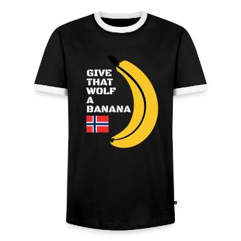 Norwegen Eurovision 2022 - Männer Kontrast-T-Shirt - Schwarz/Weiß - Vorne - AI Model Female 172 light (172cm) & AI Model Male 178 light (178cm)