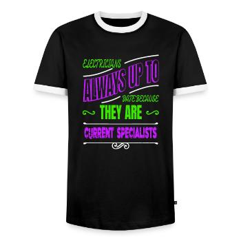 anniversaire cadeau idée retirée socket instruction - T-shirt contrasté Homme - noir/blanc - Devant - AI Model Female 172 light (172cm) & AI Model Male 178 light (178cm)