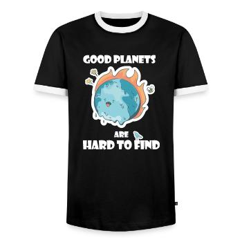 Protéger la planète Terre des | du changement climatique Protection du climat - T-shirt contrasté Homme - noir/blanc - Devant - AI Model Female 172 light (172cm) & AI Model Male 178 light (178cm)