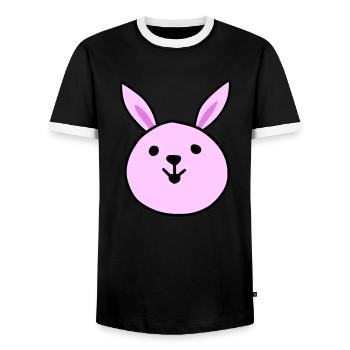 Mignon lapin rose - T-shirt contrasté Homme - noir/blanc - Devant - AI Model Female 172 light (172cm) & AI Model Male 178 light (178cm)