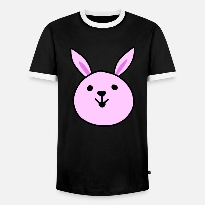 Cute pink rabbit - Männer Kontrast-T-Shirt - Schwarz/Weiß