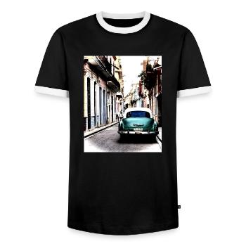 Rêve de La Havane - 2 - T-shirt contrasté Homme - noir/blanc - Devant - AI Model Female 172 light (172cm) & AI Model Male 178 light (178cm)