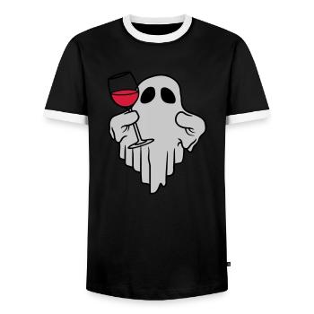 Wine Drinking Spirit Comic - Men's Ringer Shirt - black/white - Front - AI Model Female 172 light (172cm) & AI Model Male 178 light (178cm)