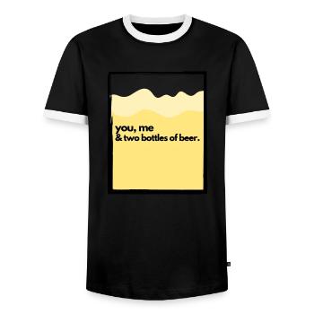 You, Me & Two Bottles of Beer - Men's Ringer Shirt - black/white - Front - AI Model Female 172 light (172cm) & AI Model Male 178 light (178cm)