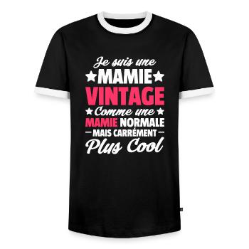 je suis une mamie vintage / humour grand-mère - T-shirt contrasté Homme - noir/blanc - Devant - AI Model Female 172 light (172cm) & AI Model Male 178 light (178cm)